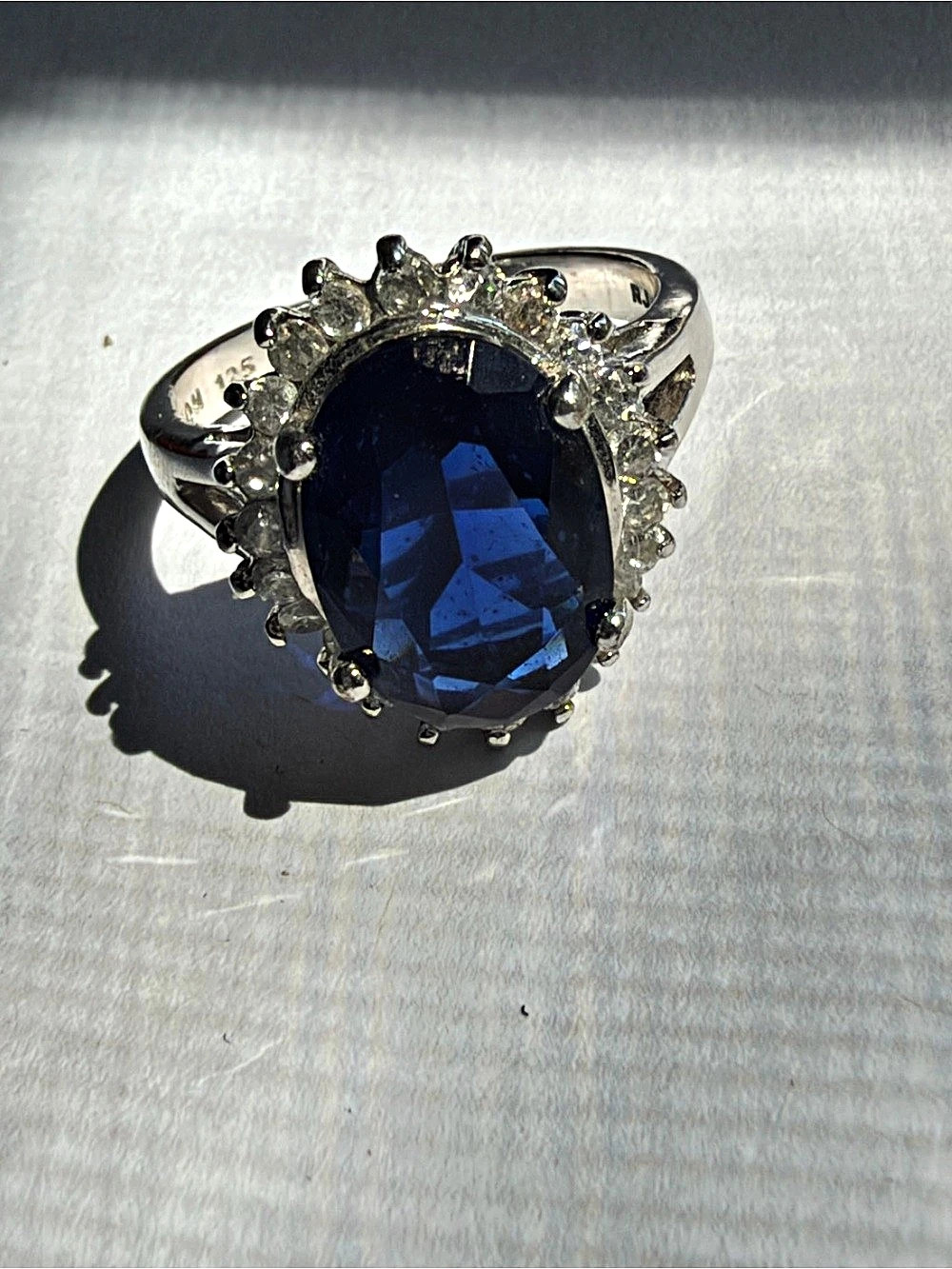 Avon Blue Oval Halo Ring